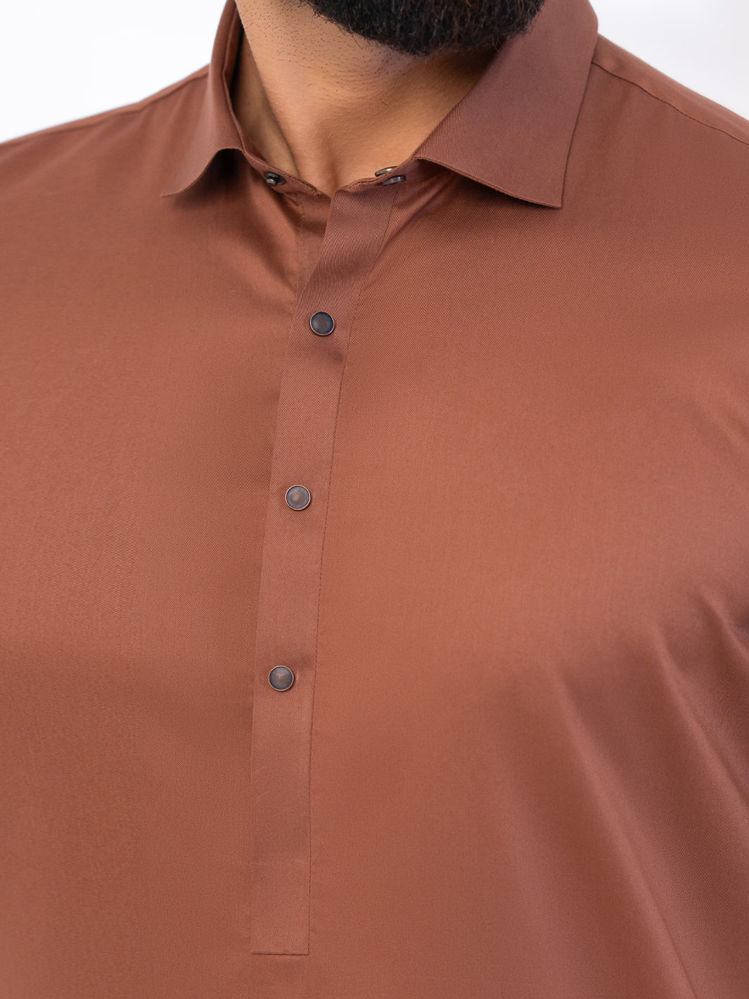 Brown Cotton Kameez Shalwar - ALWA-KS-535
