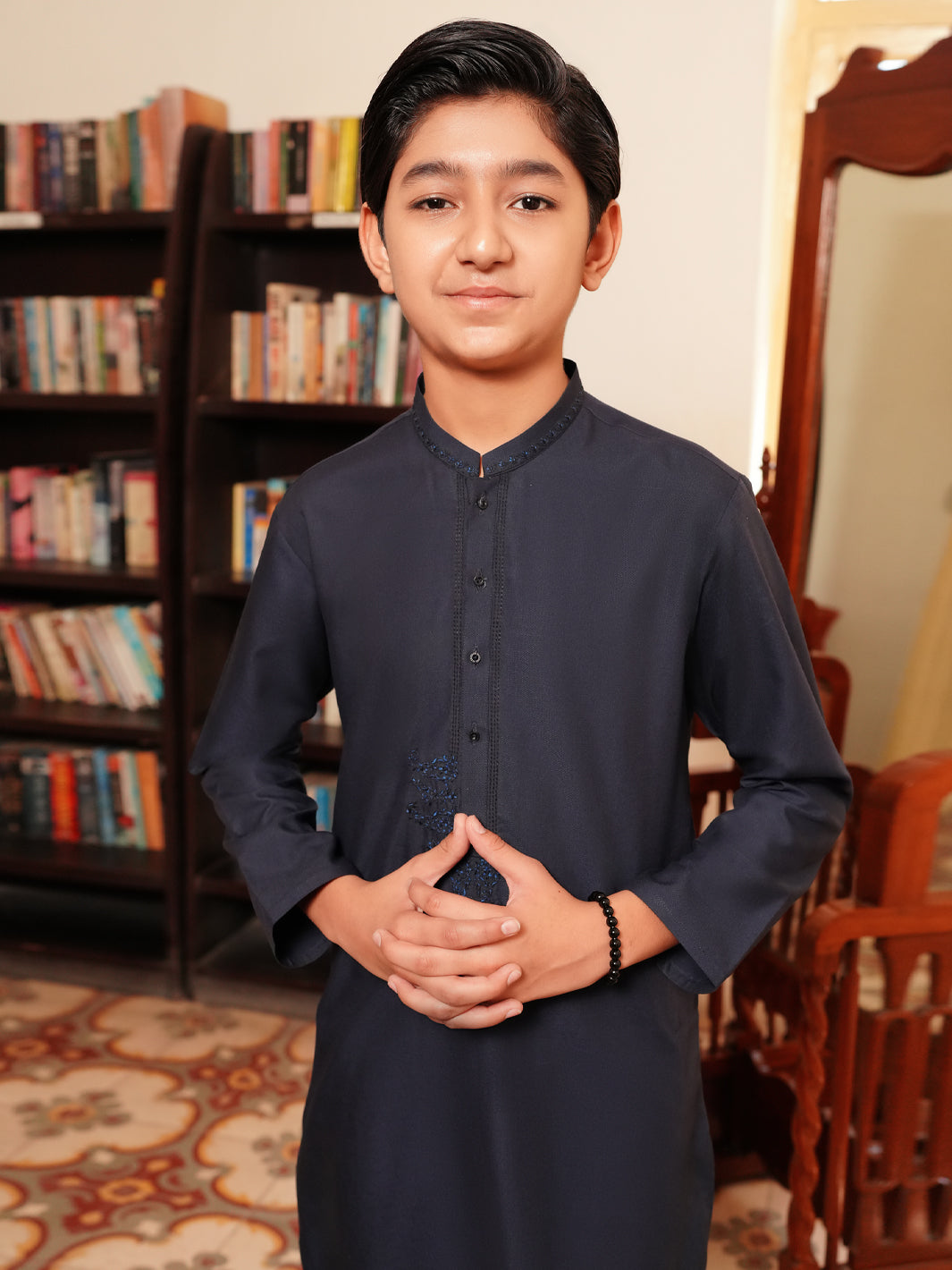 Navy Blue Blended Kurta Trousers - ALT-KT-086A