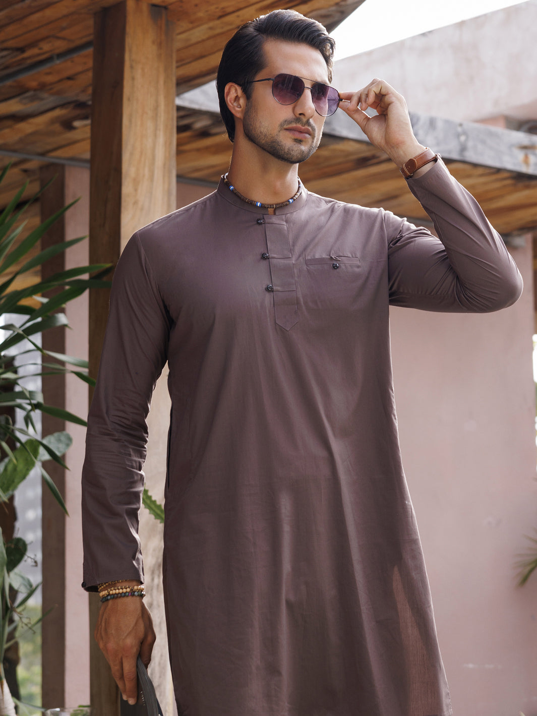 Brown Cotton Kurta Trouser - AL-KT-2978