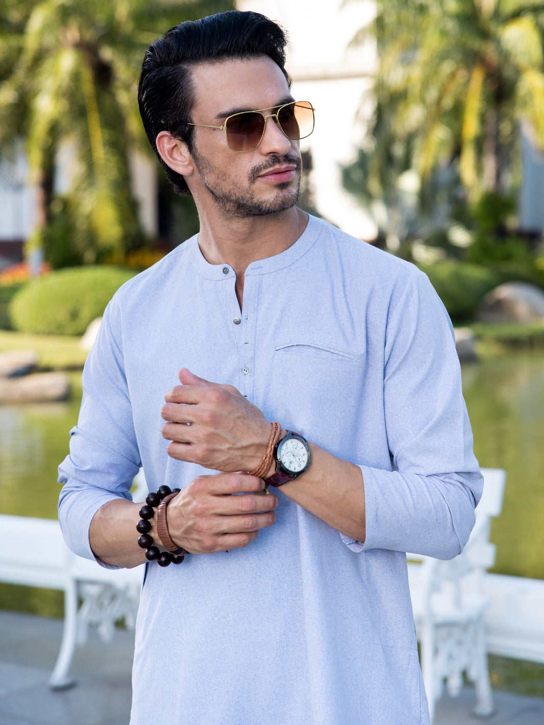 Light Grey Blended Kurta Trouser - AL-KT-3043C