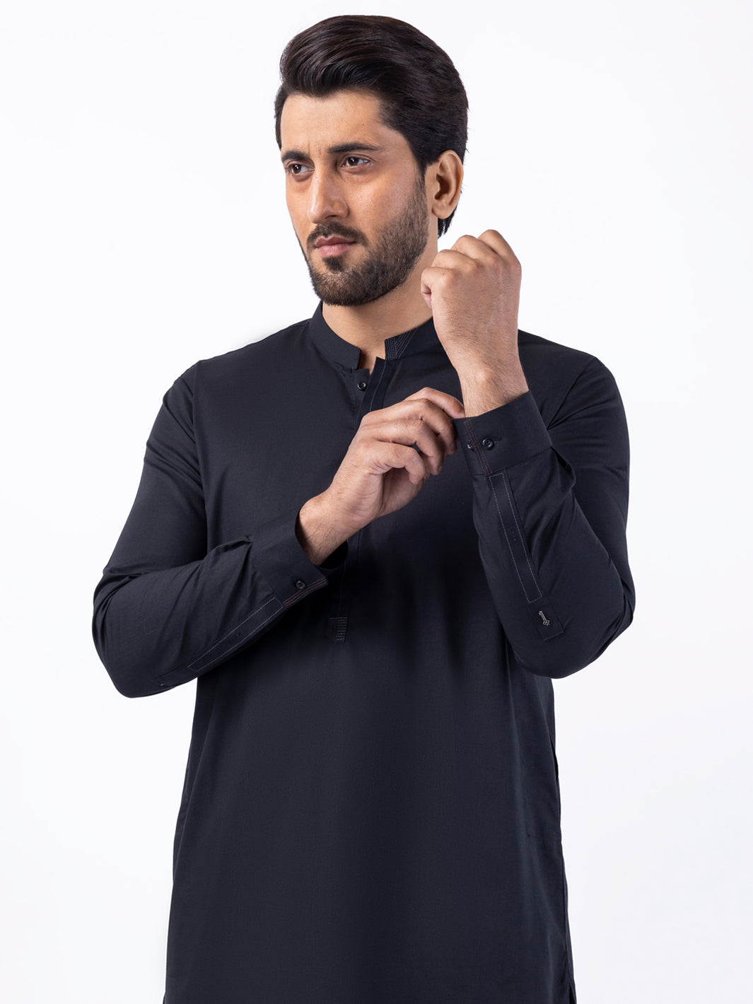 Black Poly Cotton Kurta Trouser - AL-KT-3046A