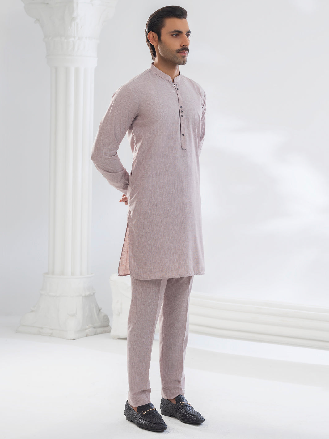 Dark Pink Blended Kurta Trouser - AL-KT-3088