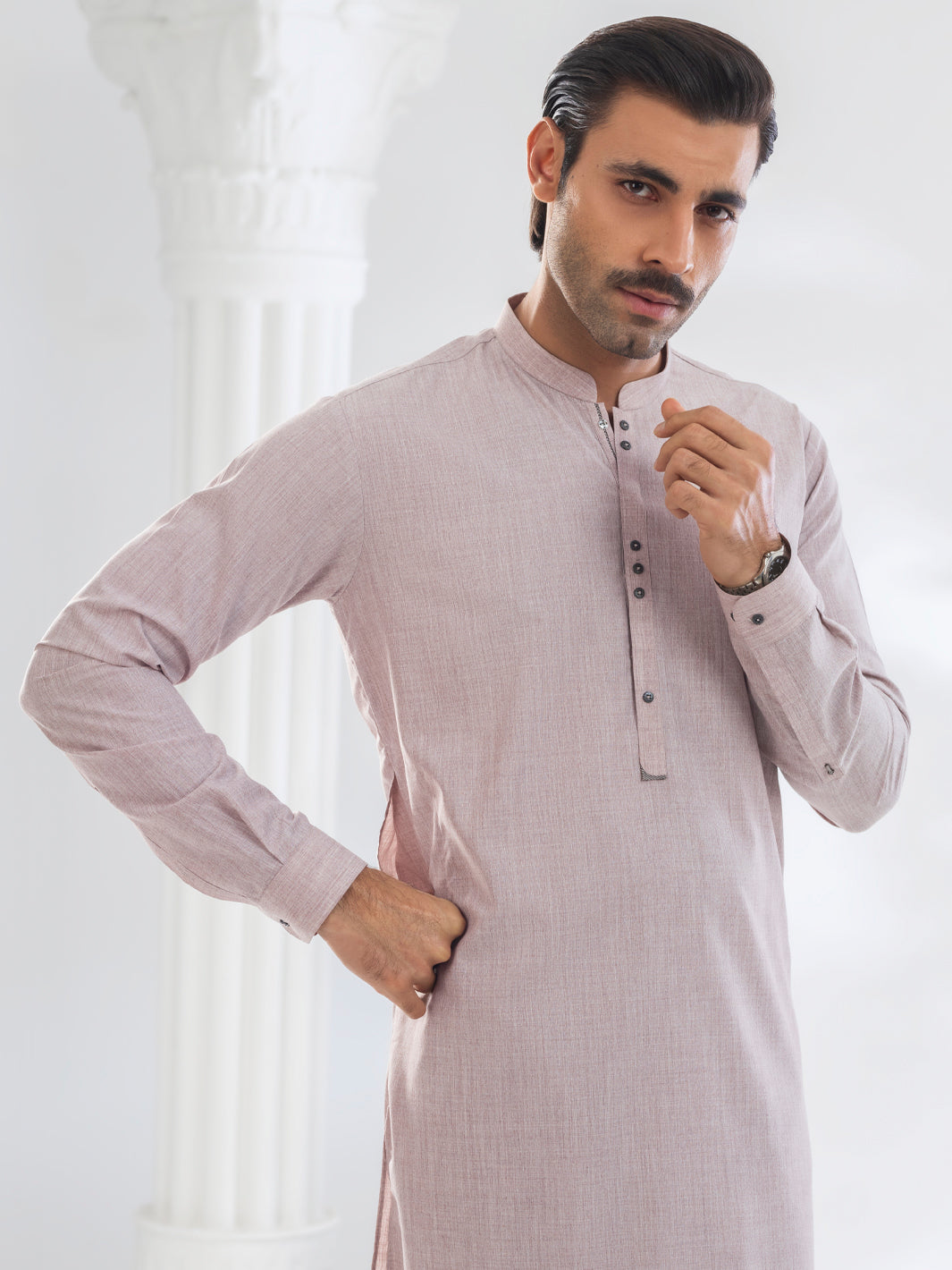 Dark Pink Blended Kurta Trouser - AL-KT-3088