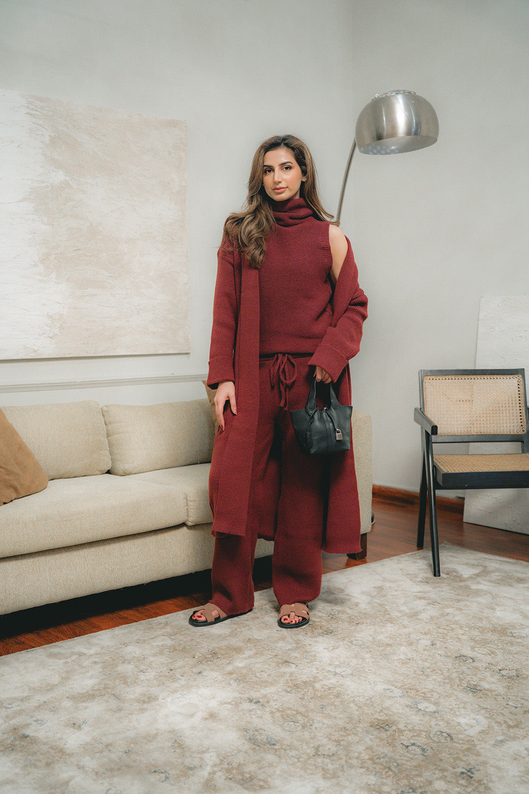 Merve Maroon Three Piece Suit