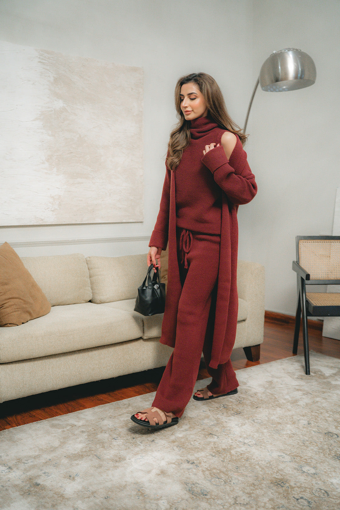 Merve Maroon Three Piece Suit