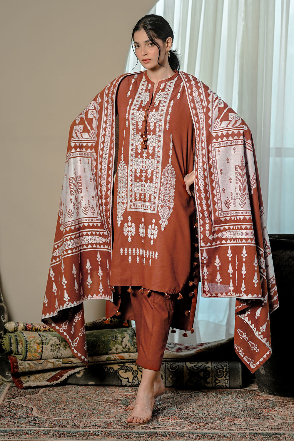 3 Piece Karandi Velvet Jacquard Suit