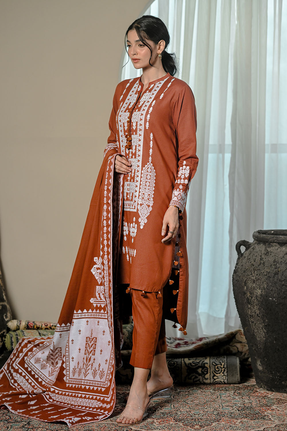 3 Piece Karandi Velvet Jacquard Suit