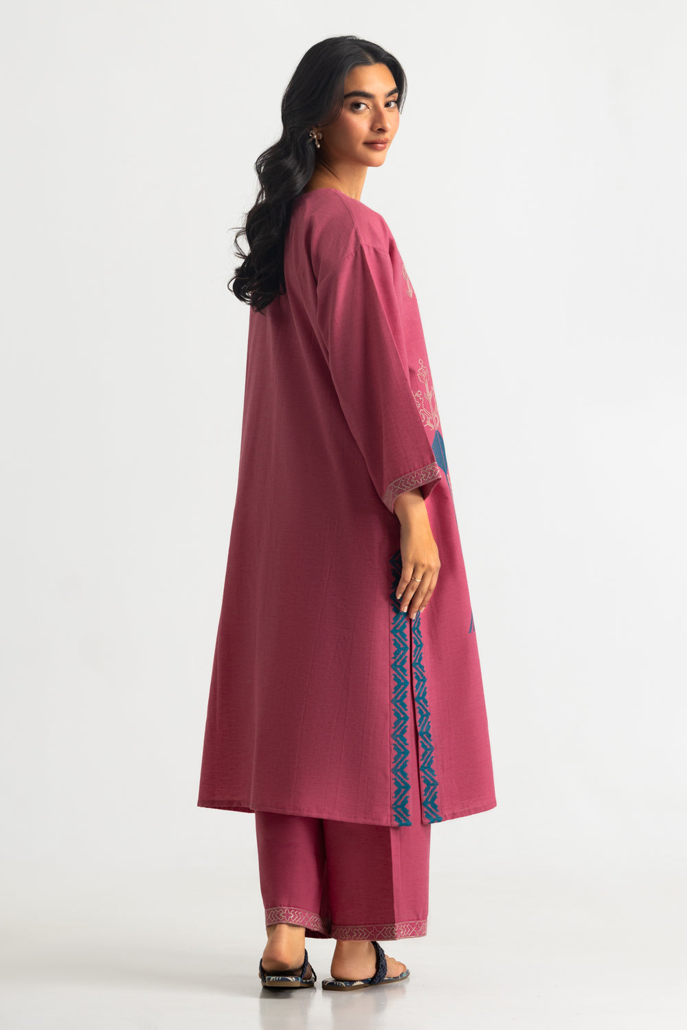 Karandi Gold Slub Embroidered Co-Ord Set