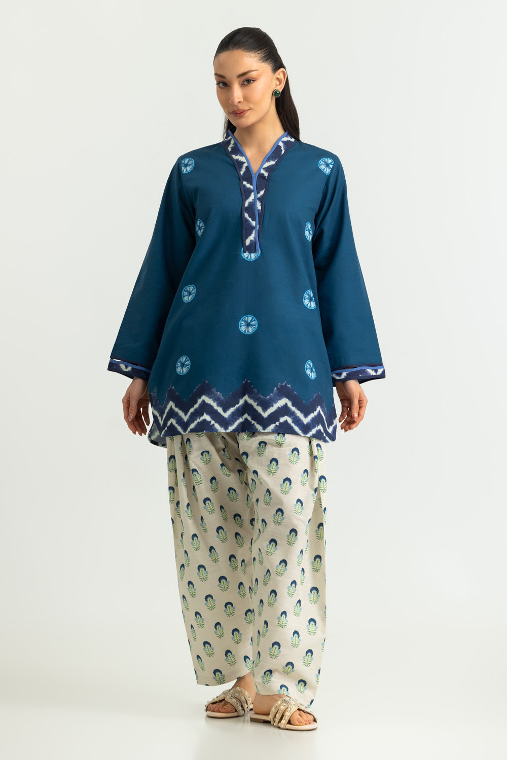 Karandi Gold Slub Printed Co-Ord Set