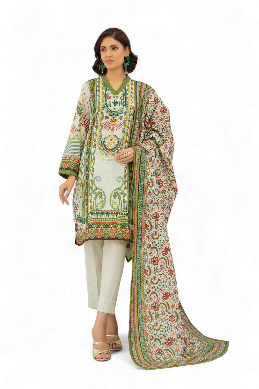 3 Piece Printed Khaddar Suit with Dupatta