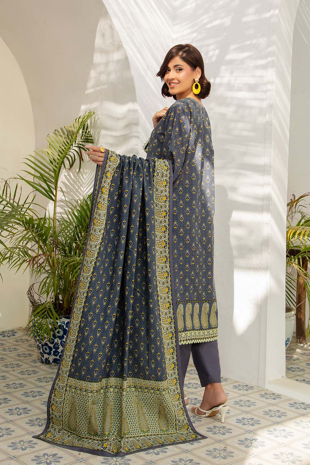 3 Piece Printed Khaddar Suit with Dupatta
