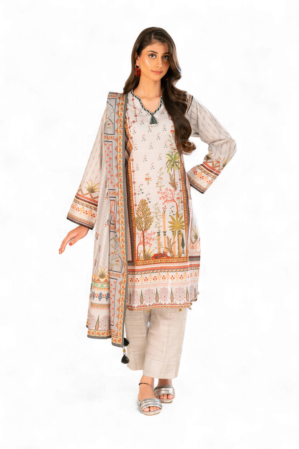 3 Piece Printed Khaddar Suit with Dupatta