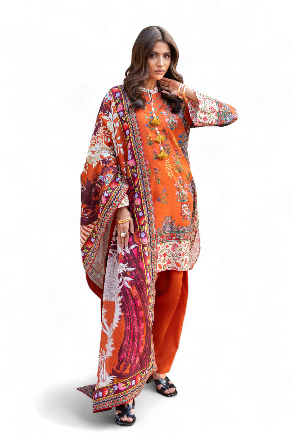 3 Piece Printed Khaddar Suit