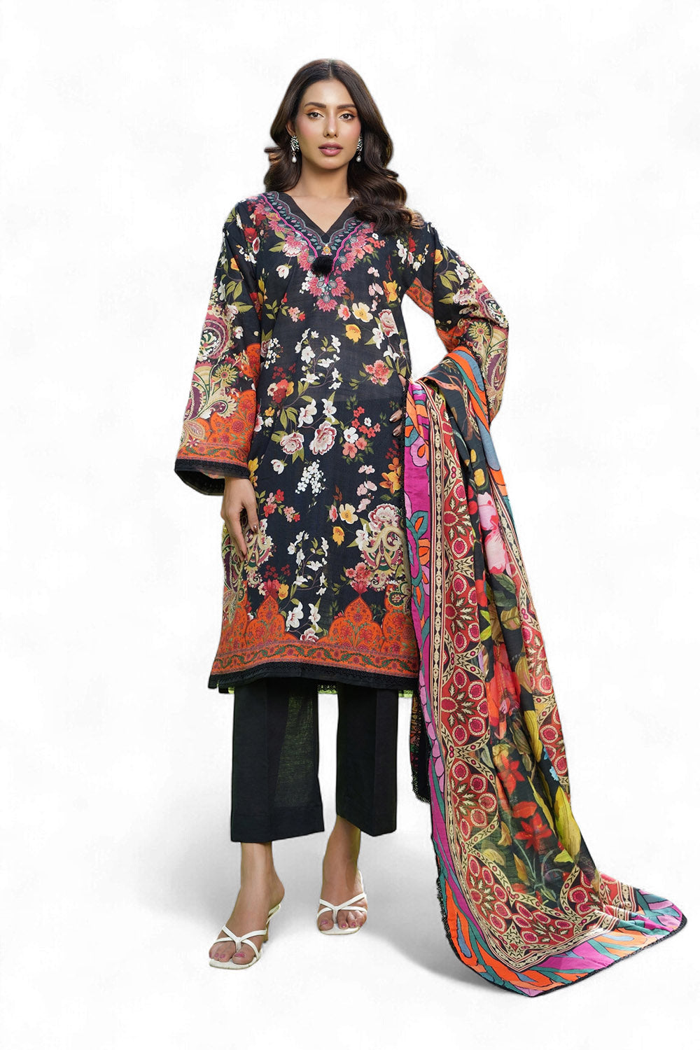 3 Piece Printed Khaddar Suit