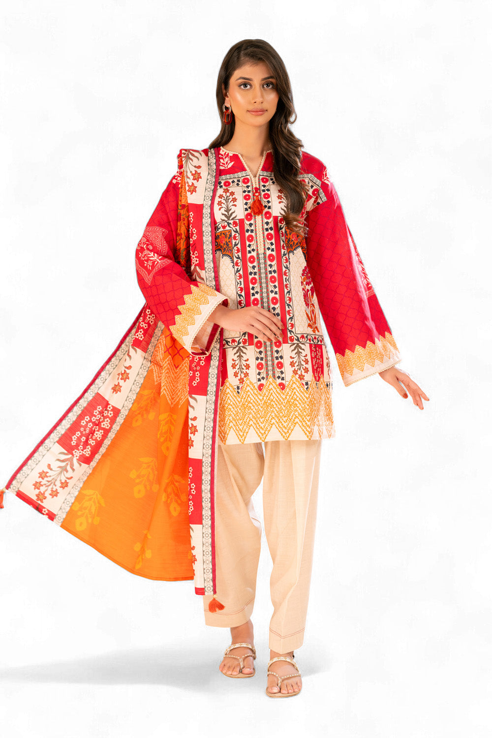 3 Piece Printed Khaddar Suit with Dupatta