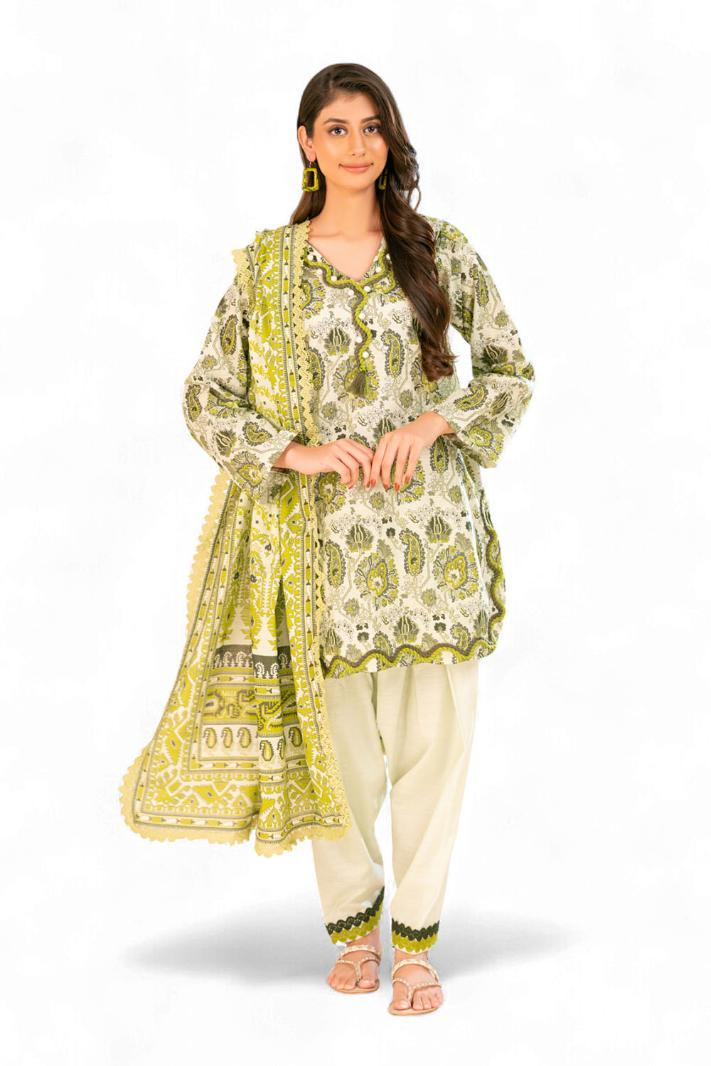 3 Piece Printed Khaddar Suit with Dupatta