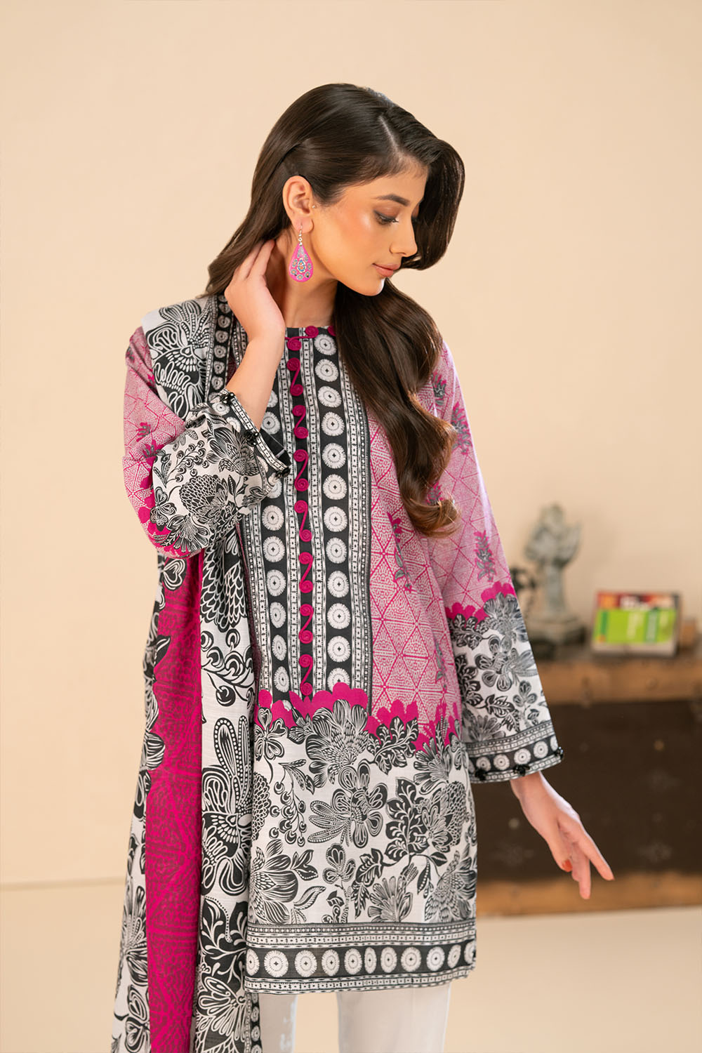 3 Piece Printed Khaddar Suit with Dupatta