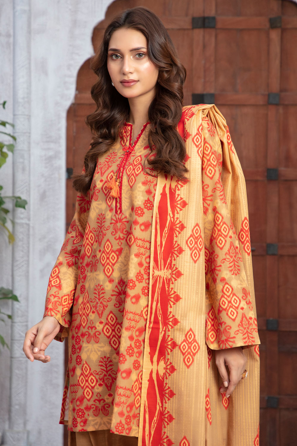 3 Piece Printed Khaddar Suit with Dupatta