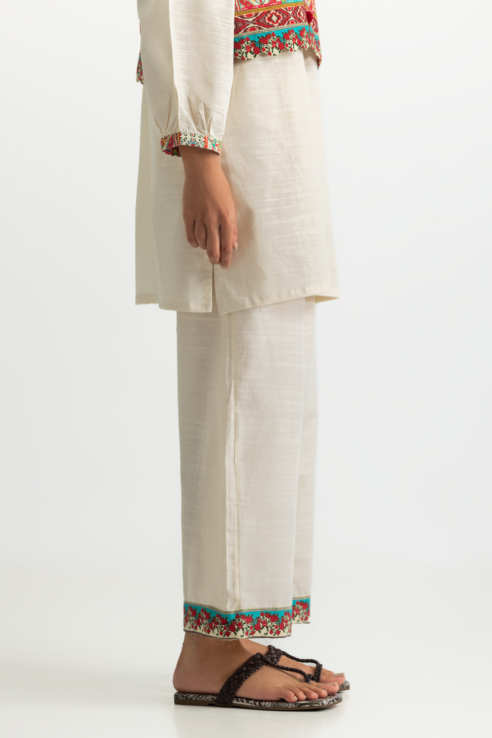 Khaddar Slub Dyed Co-Ord Set With Printed Waistcoat