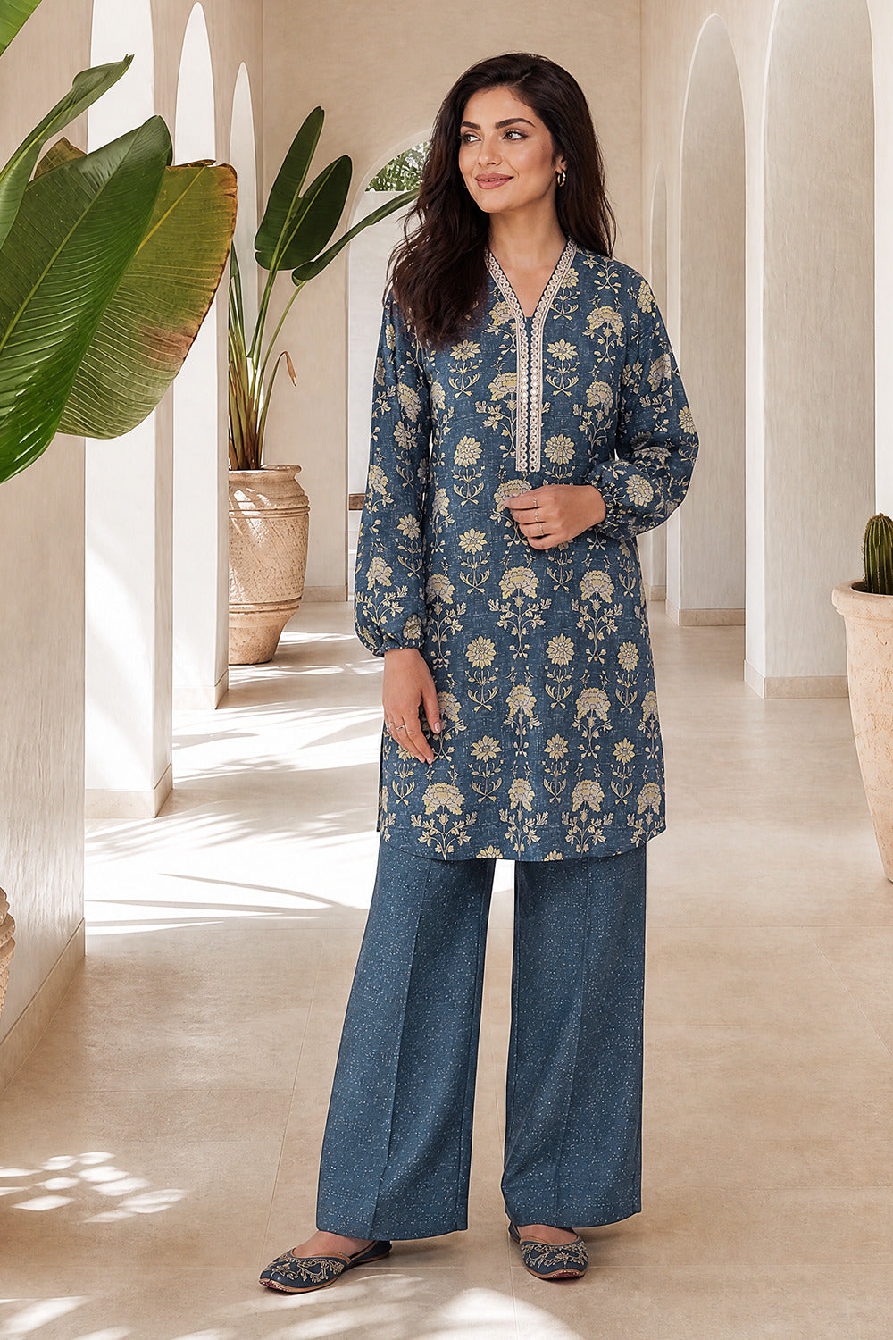 Khaddar Slub Printed Co-Ord Set - IPST-88432