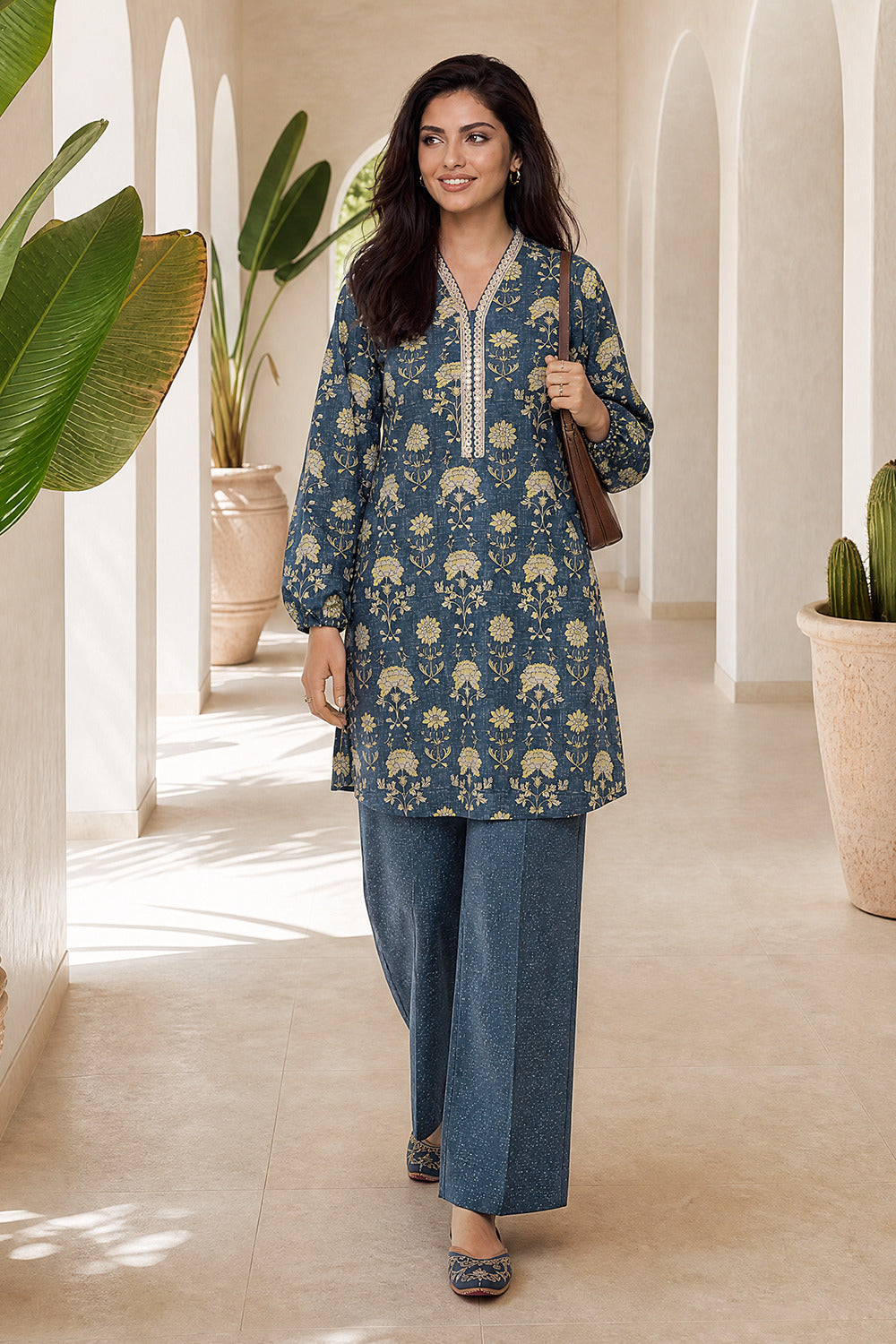 Khaddar Slub Printed Co-Ord Set - IPST-88432