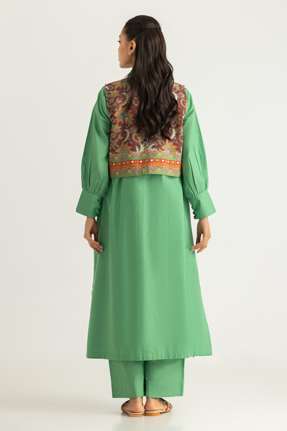 Khaddar Slub Shirt And Trouser With Printed Waistcoat
