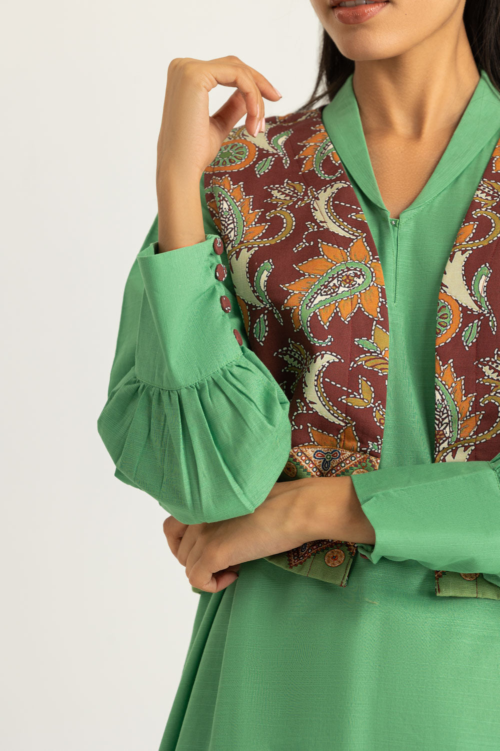Khaddar Slub Shirt And Trouser With Printed Waistcoat