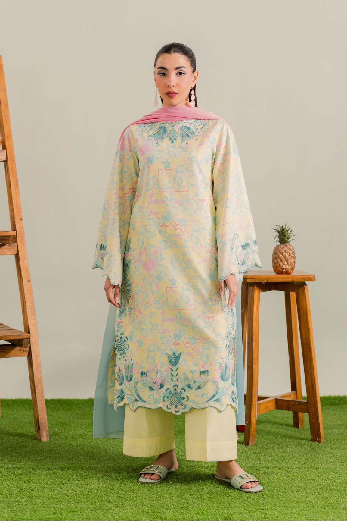 Sorbeto - 3Pc Printkari Suit