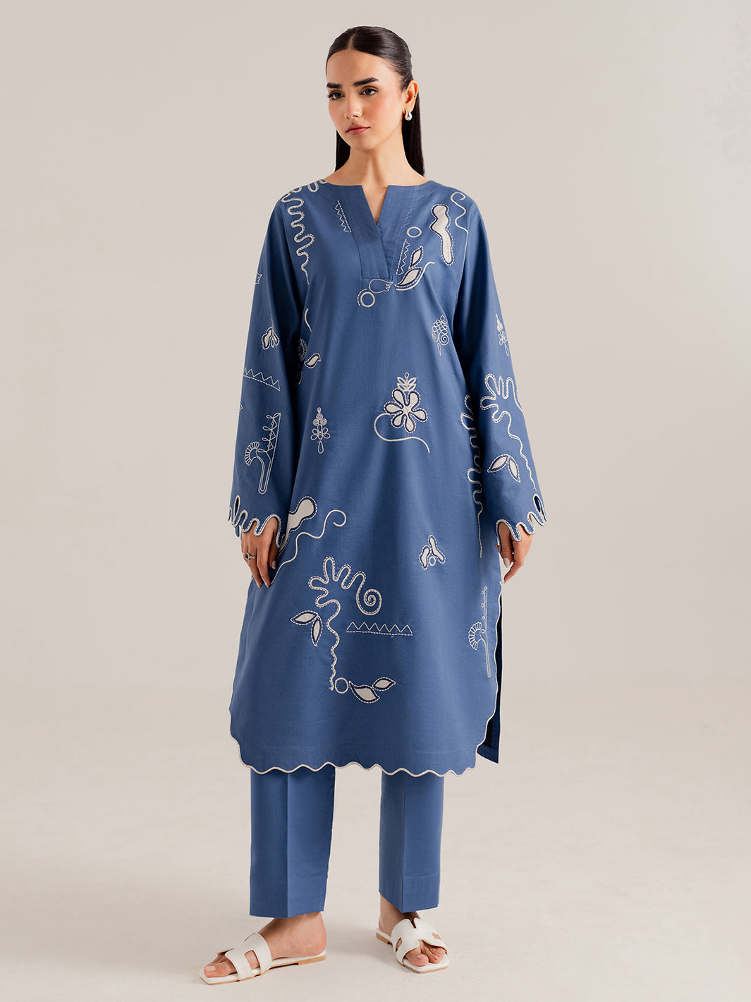 VELRA - 2Pc Embroidered Cotton Set