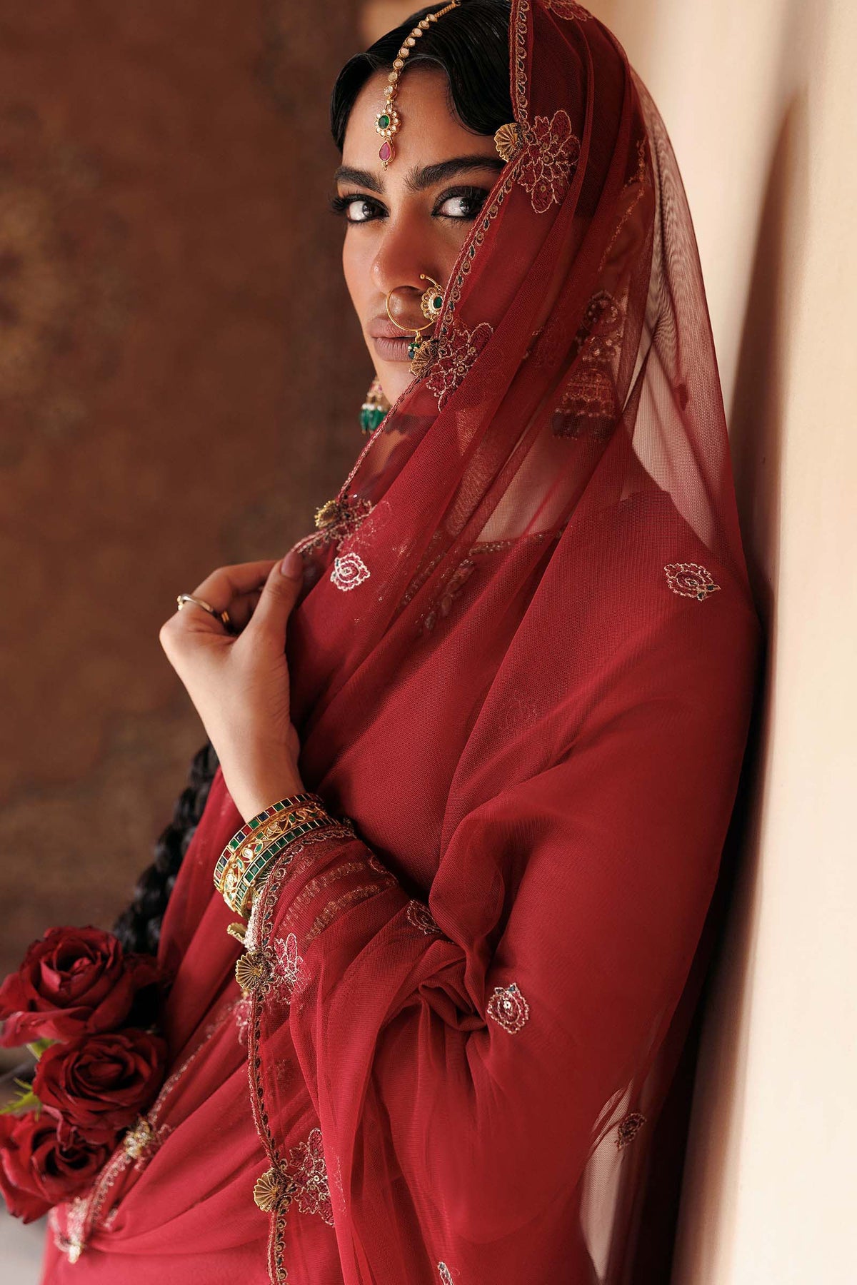 Embroidered Net Fabric (2Pcs) - LF1117S-OLN-DRD
