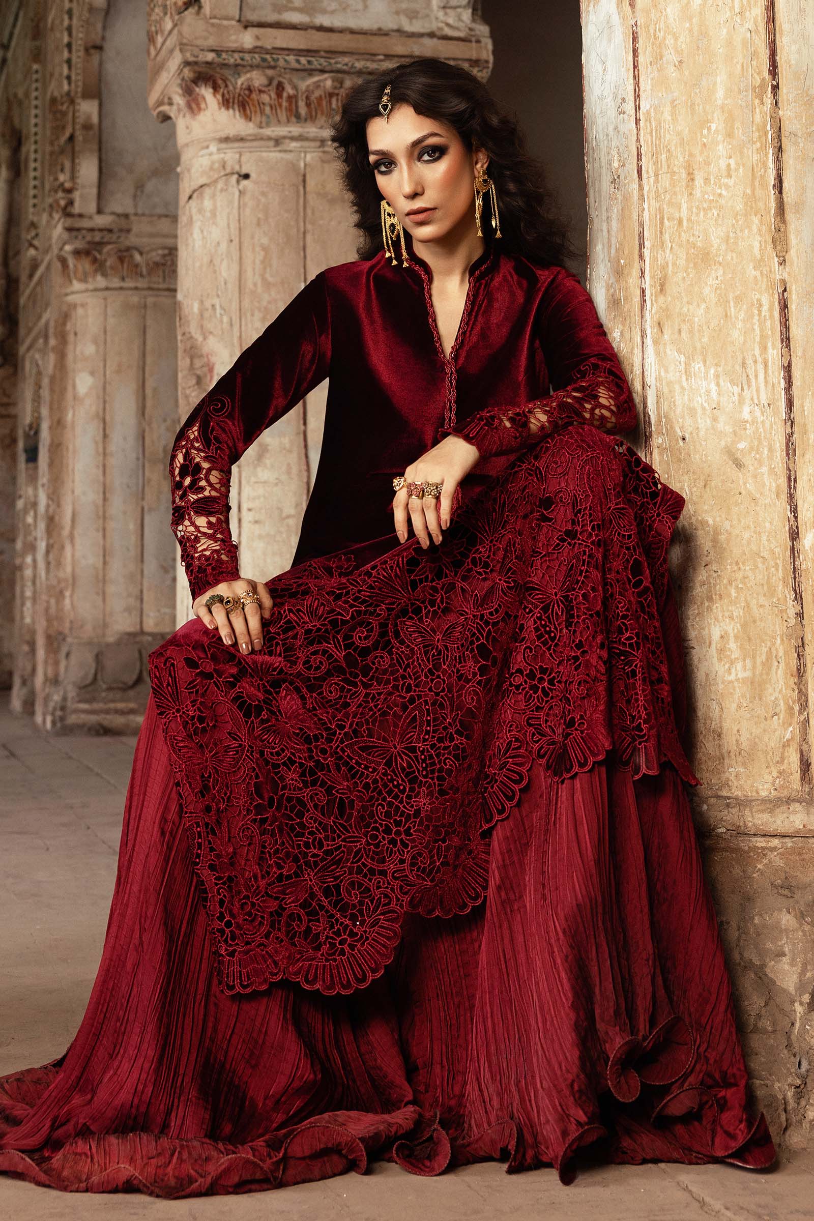 Embroidered Velvet Fabric (1Pc) | LF-CH25-04