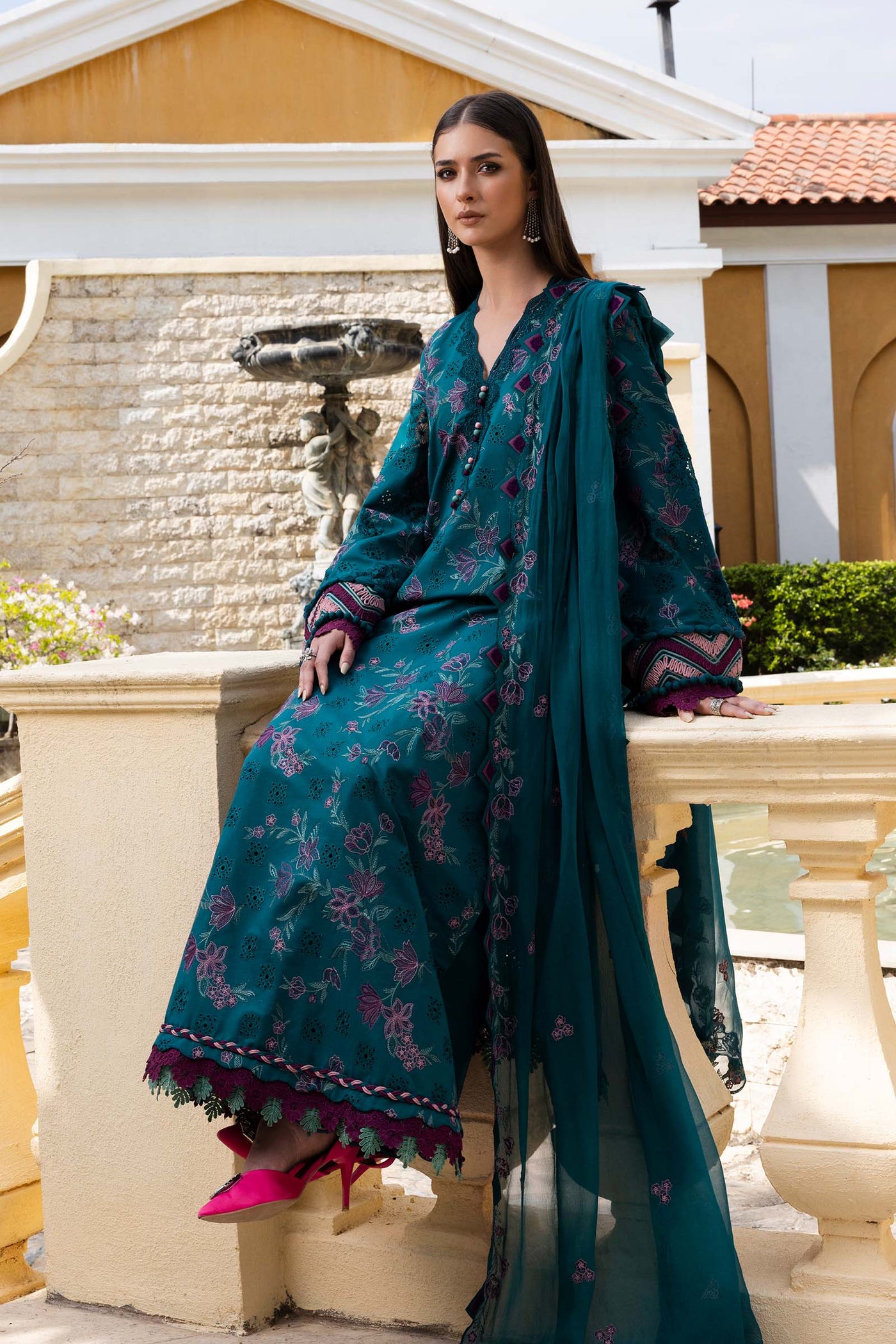 Embroidered Lawn Fabric (2Pcs)