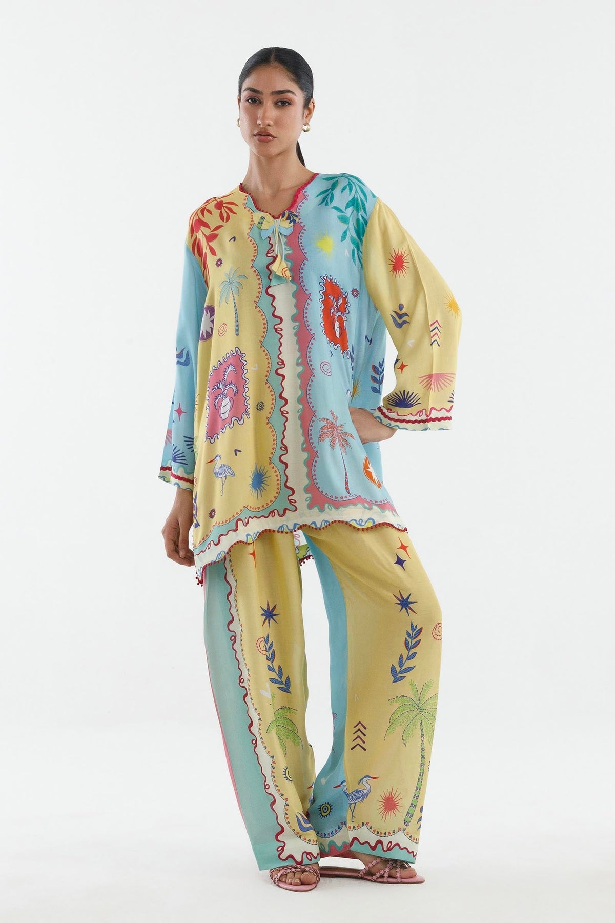 Stitched Printed Linen Shirt