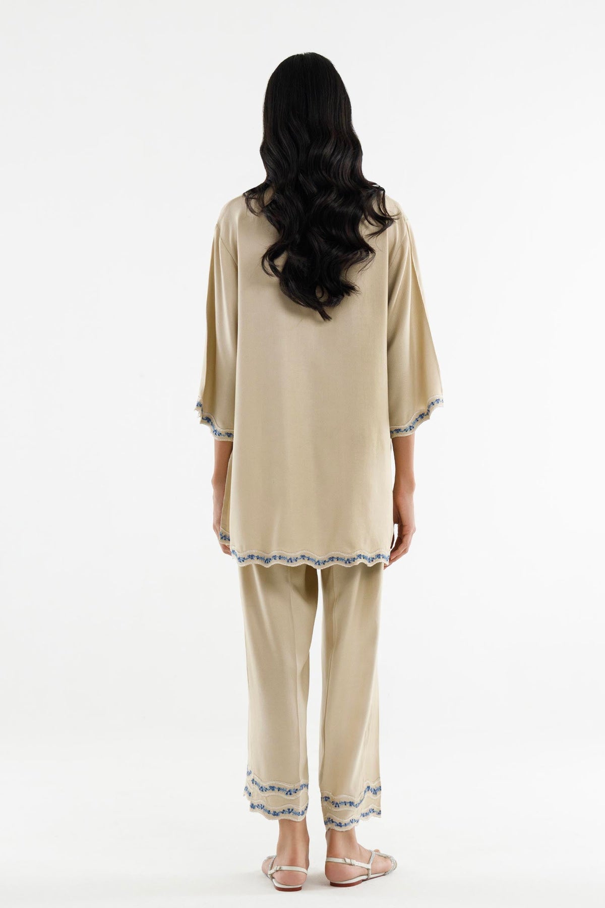 Stitched Embroidered Herringbone Shirt+ Culotte