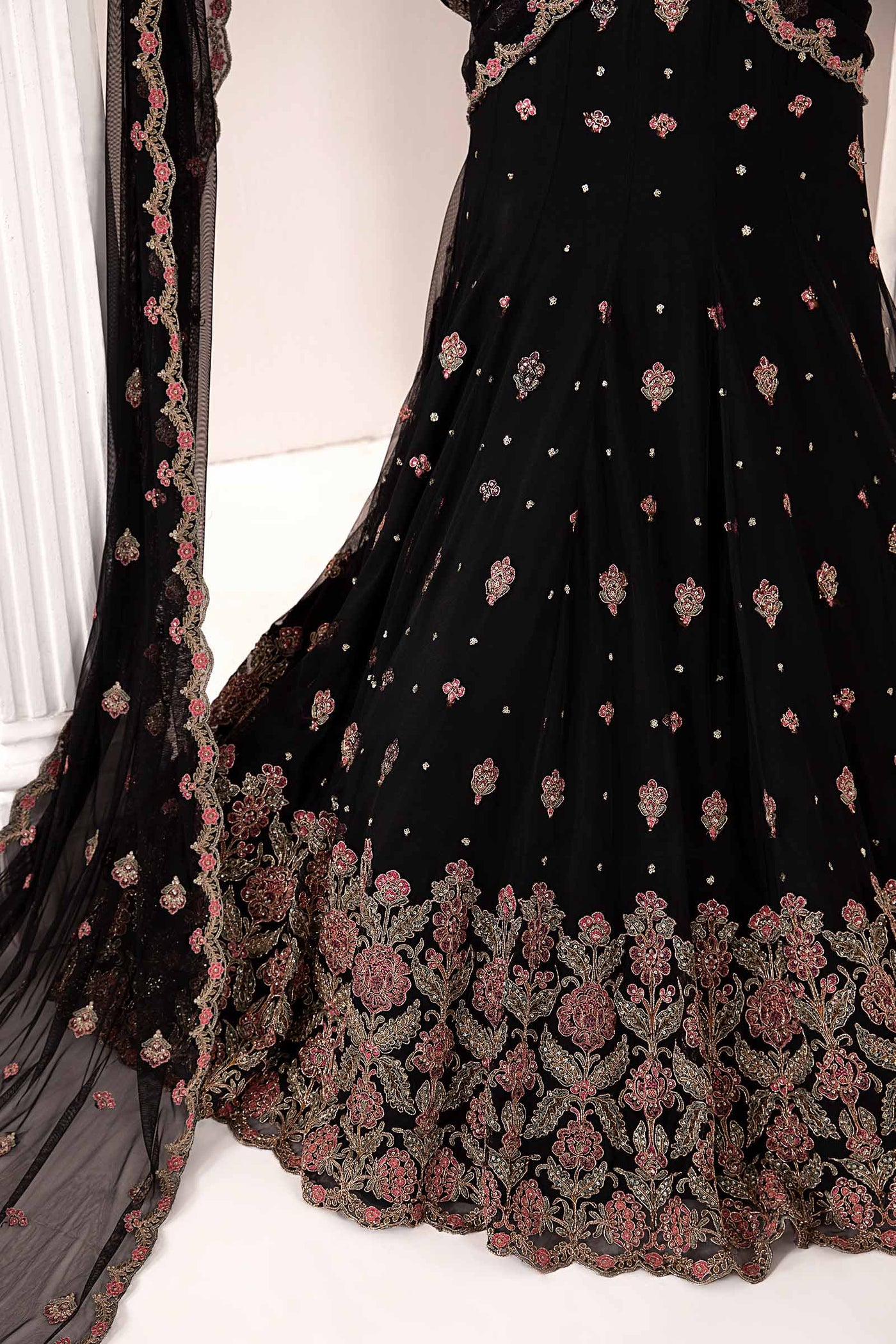 Embroidered Poly Net Fabric (3Pcs) | LF-704