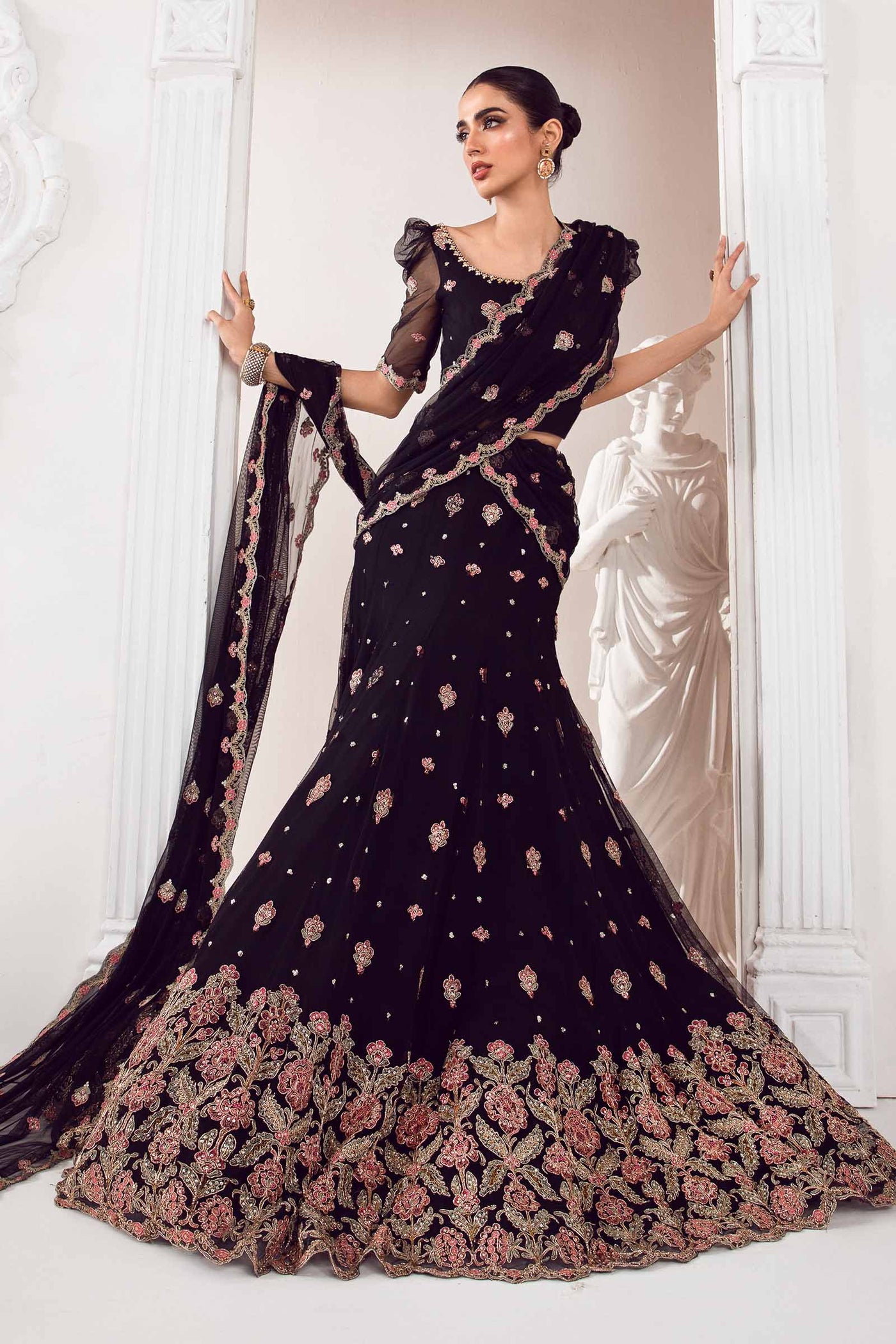 Embroidered Poly Net Fabric (3Pcs) | LF-704