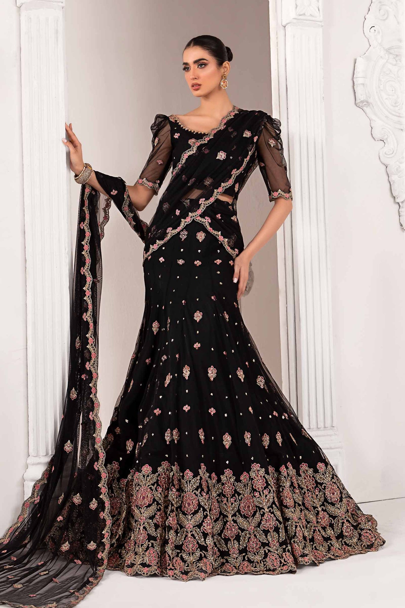 Embroidered Poly Net Fabric (3Pcs) | LF-704
