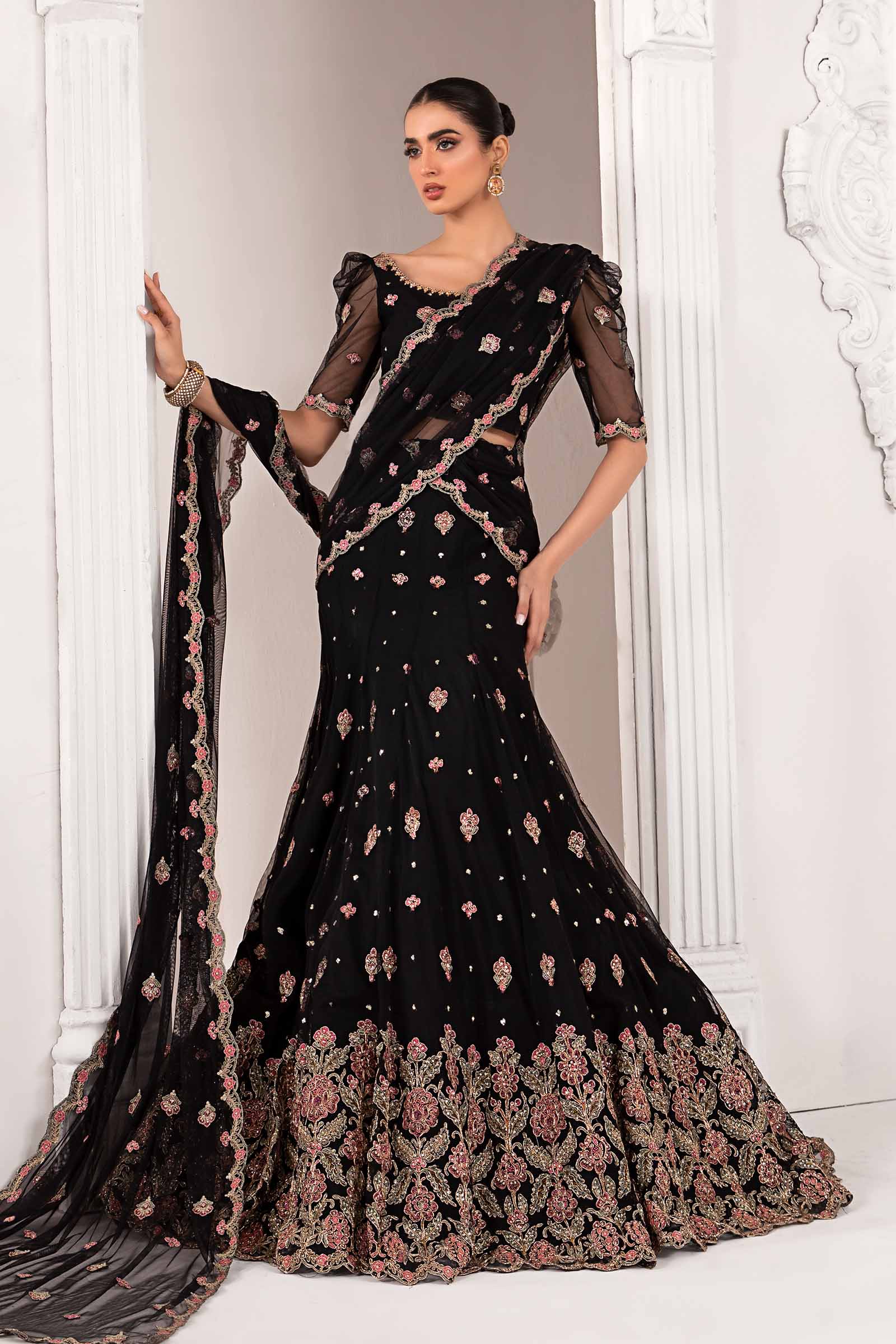 Embroidered Poly Net Fabric (3Pcs) | LF-704