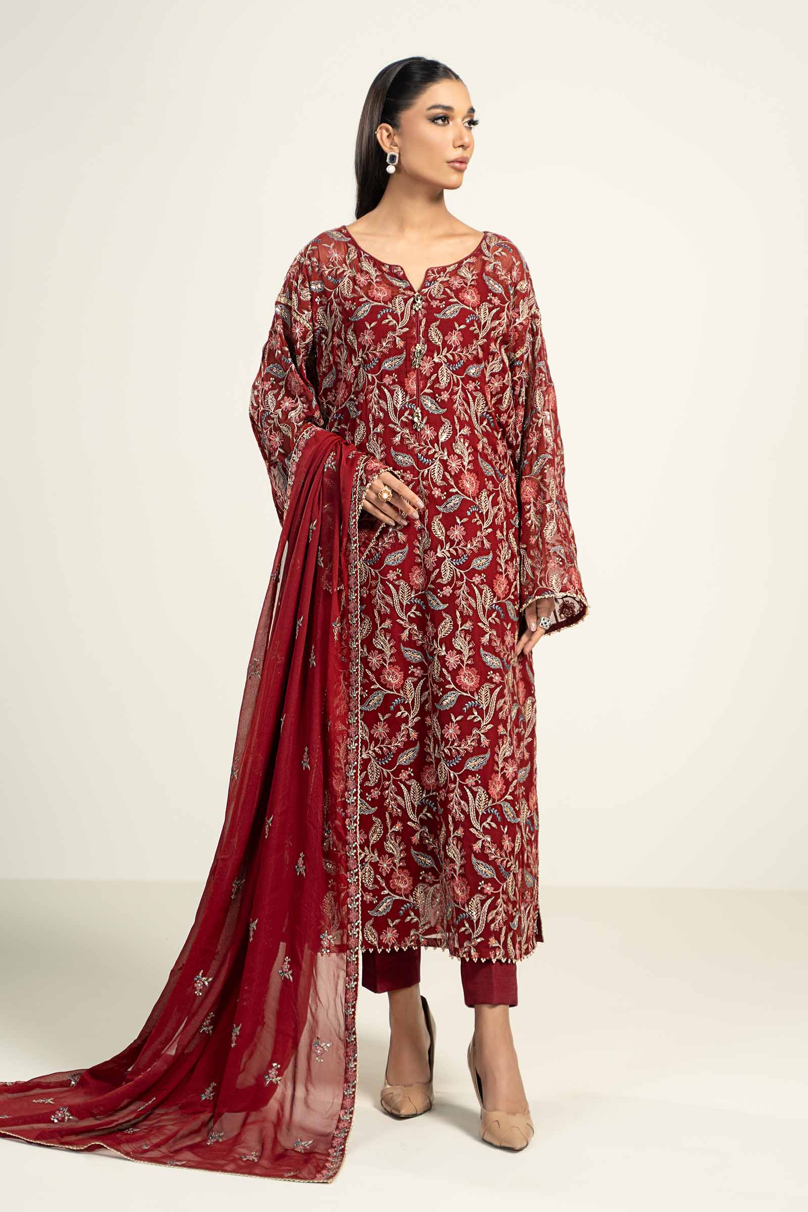Embroidered Chiffon Fabric (2Pcs) | LF-718