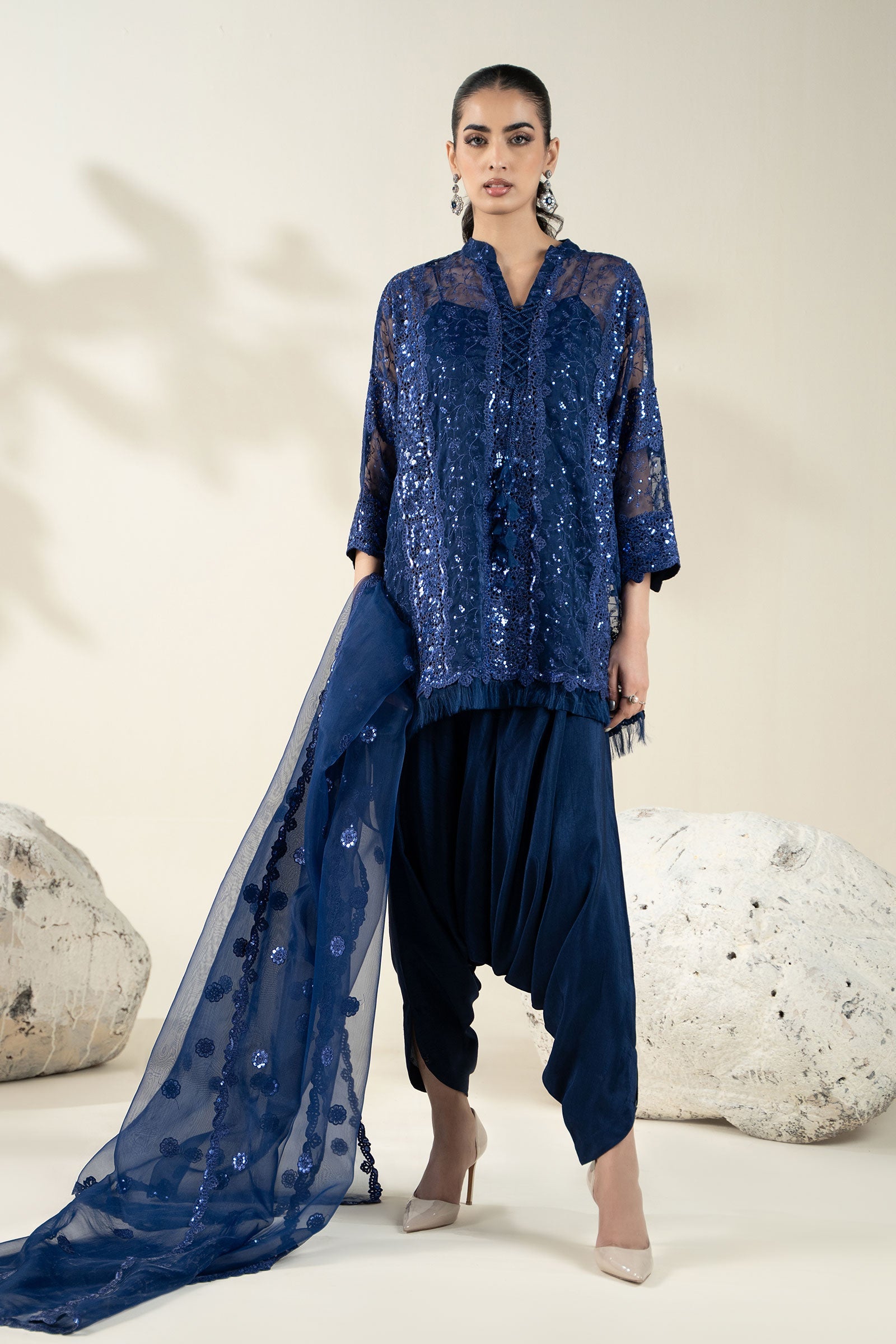 Embroidered Organza Fabric (2Pcs) | LF-908
