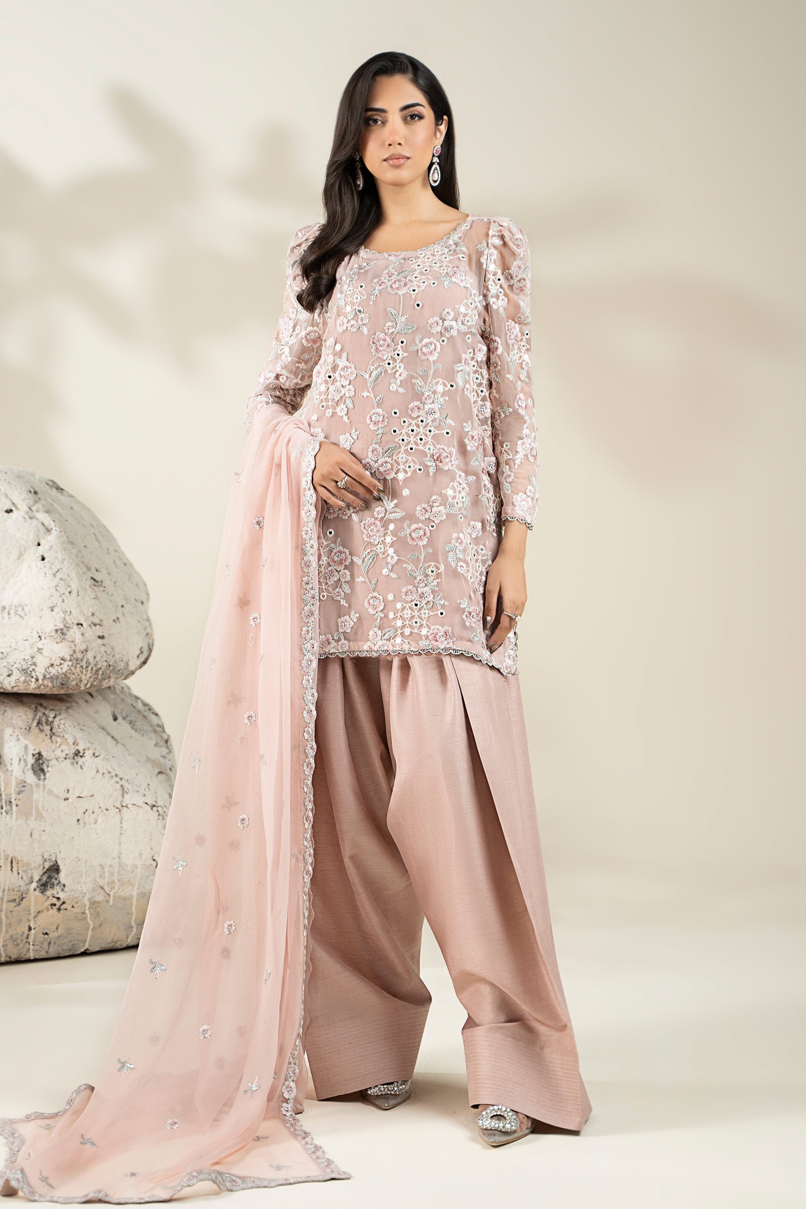 Embroidered Chiffon Fabric (2Pcs) | LF-916