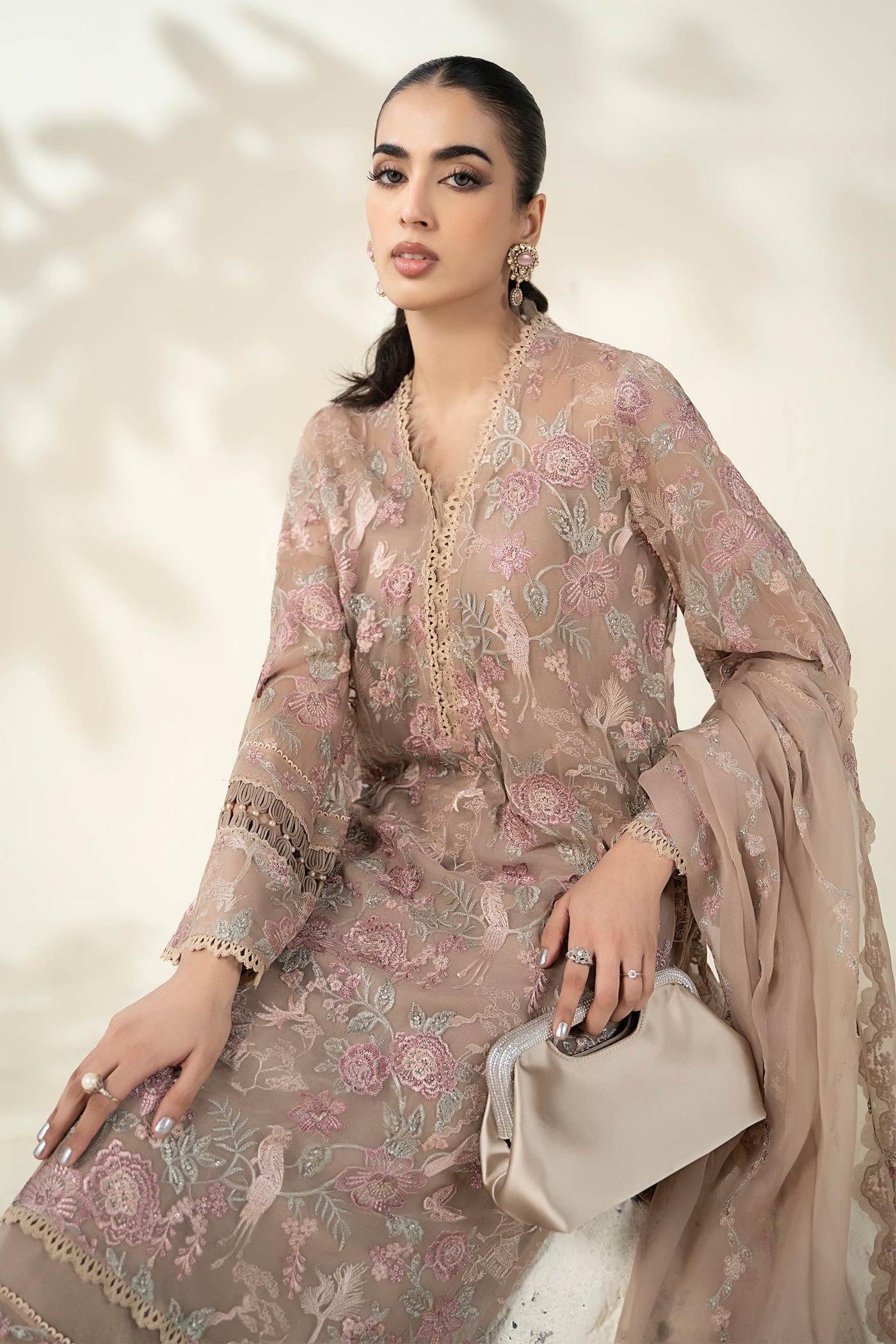 Embroidered Chiffon Fabric (2Pcs) | Lf-920