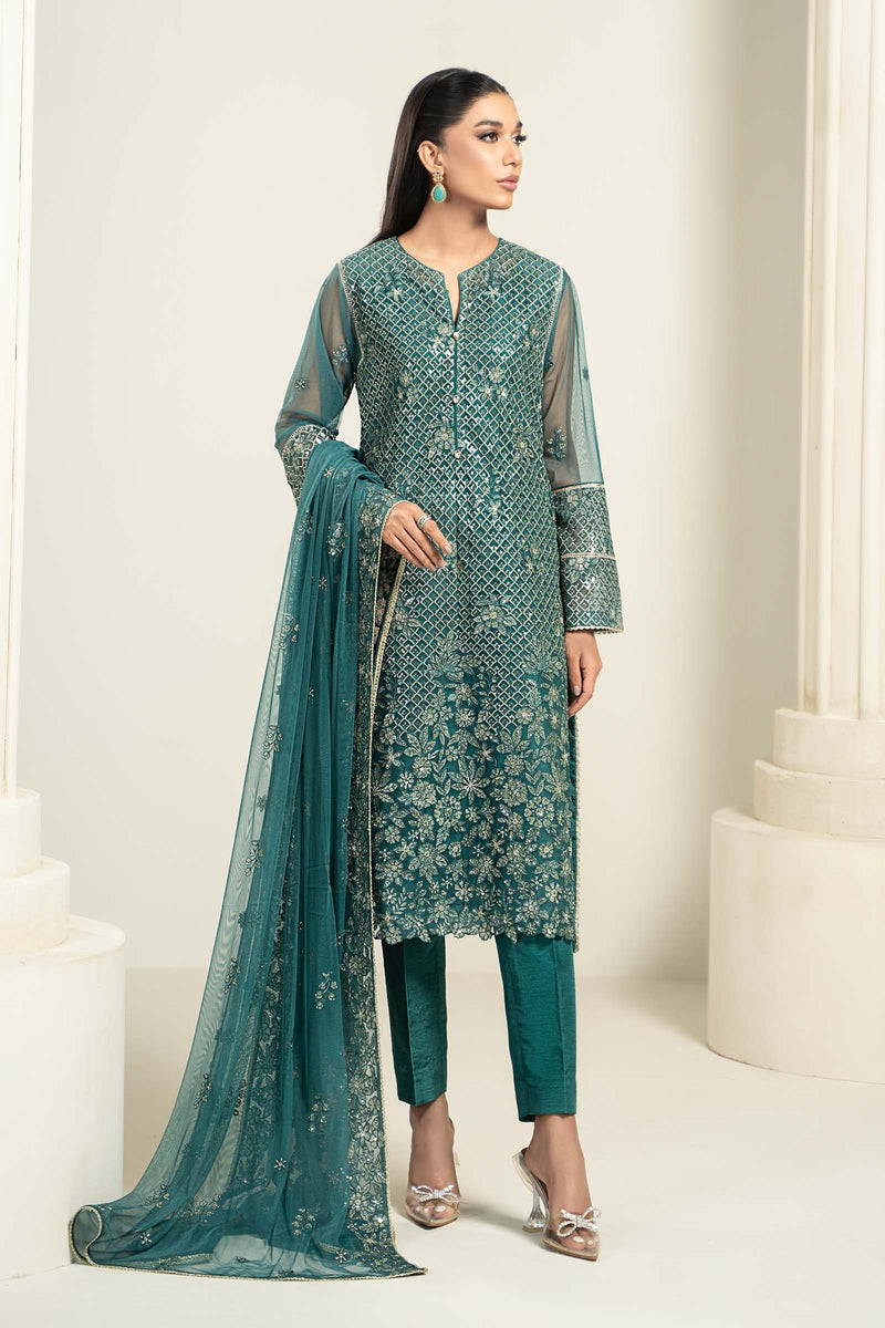 Embroidered Poly Net Fabric (2Pcs) | Lf-707