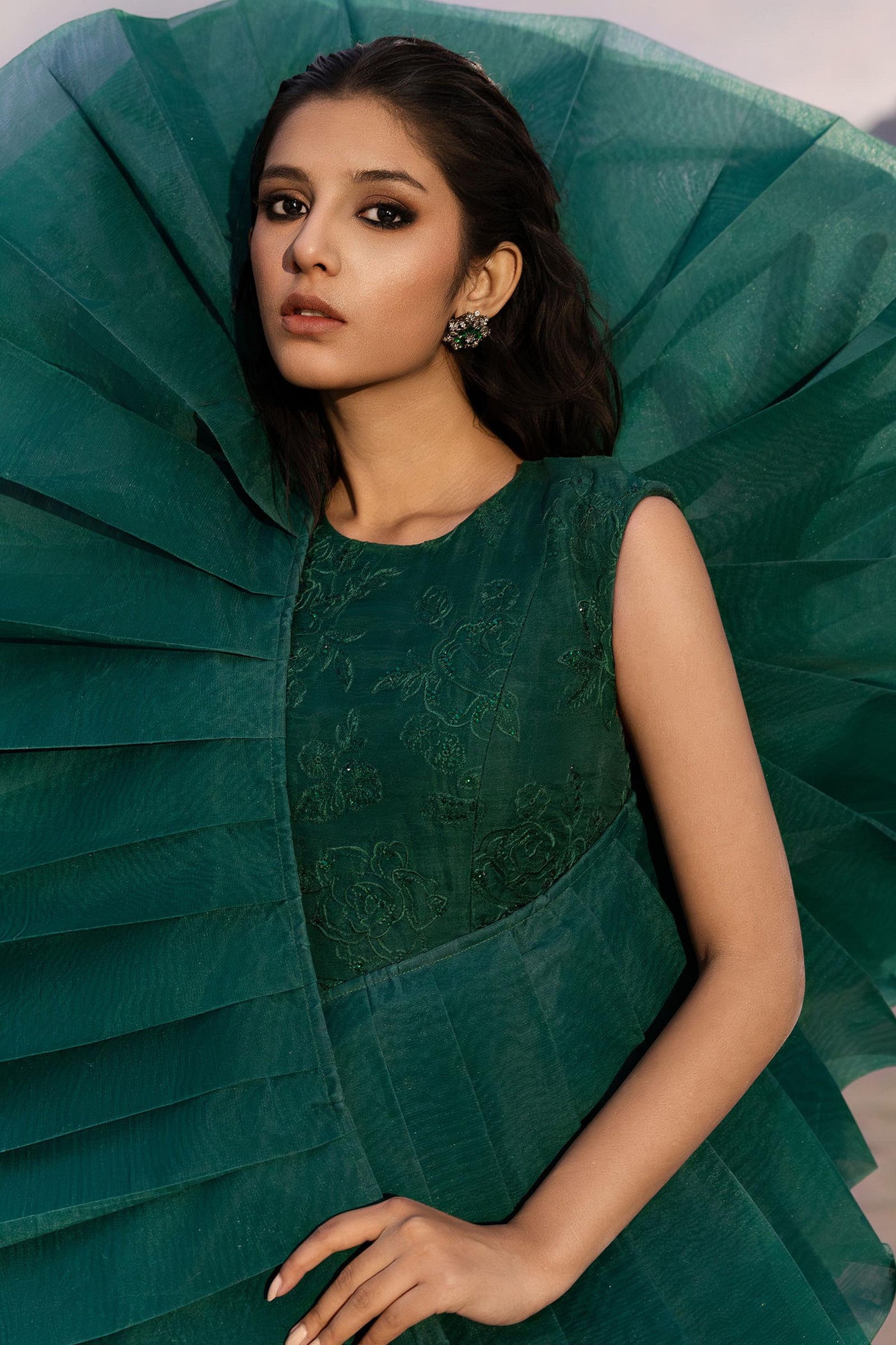 Embroidered Organza Fabric (2Pcs) | LF-909