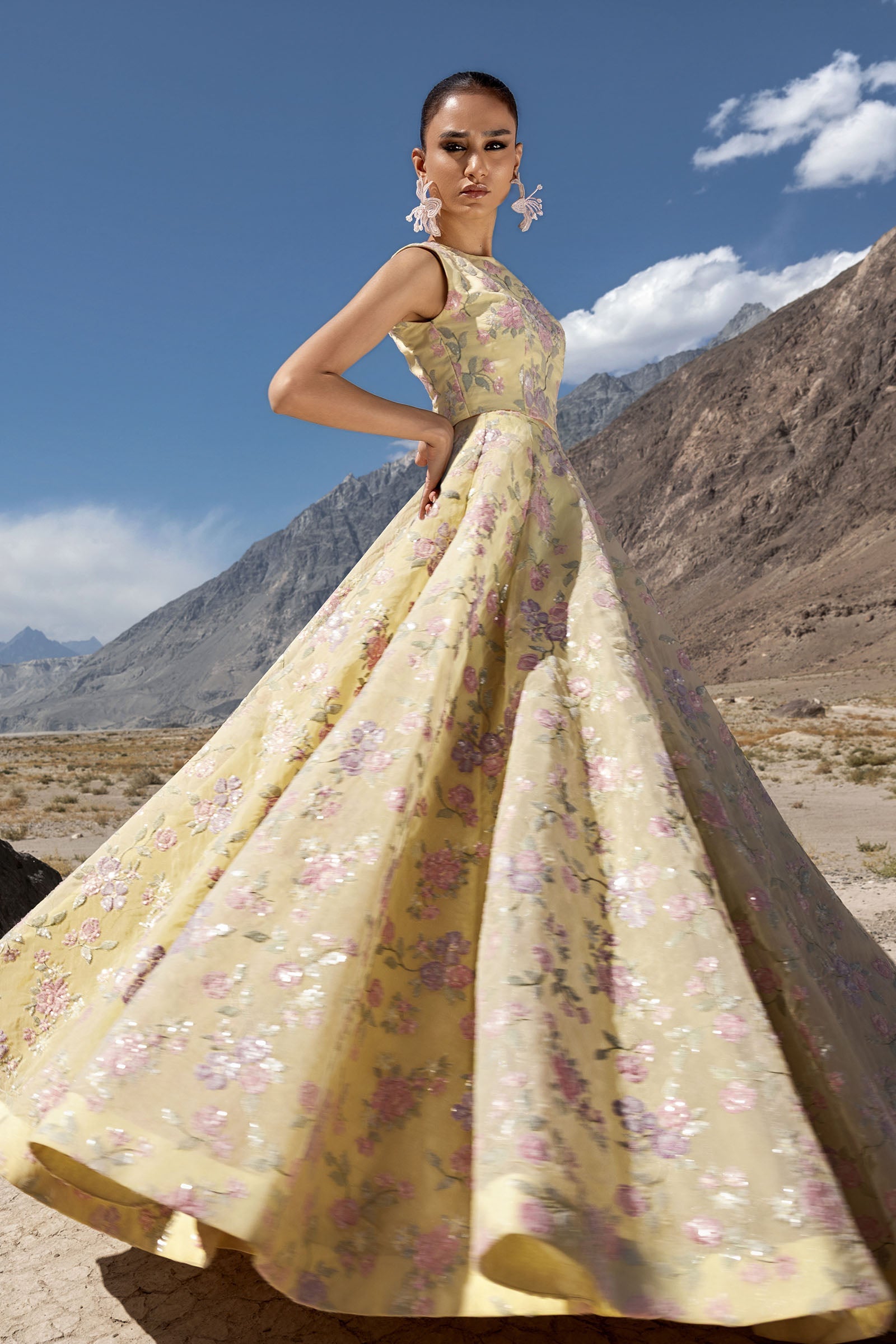 Embroidered Organza Fabric (2Pcs) | LF-910