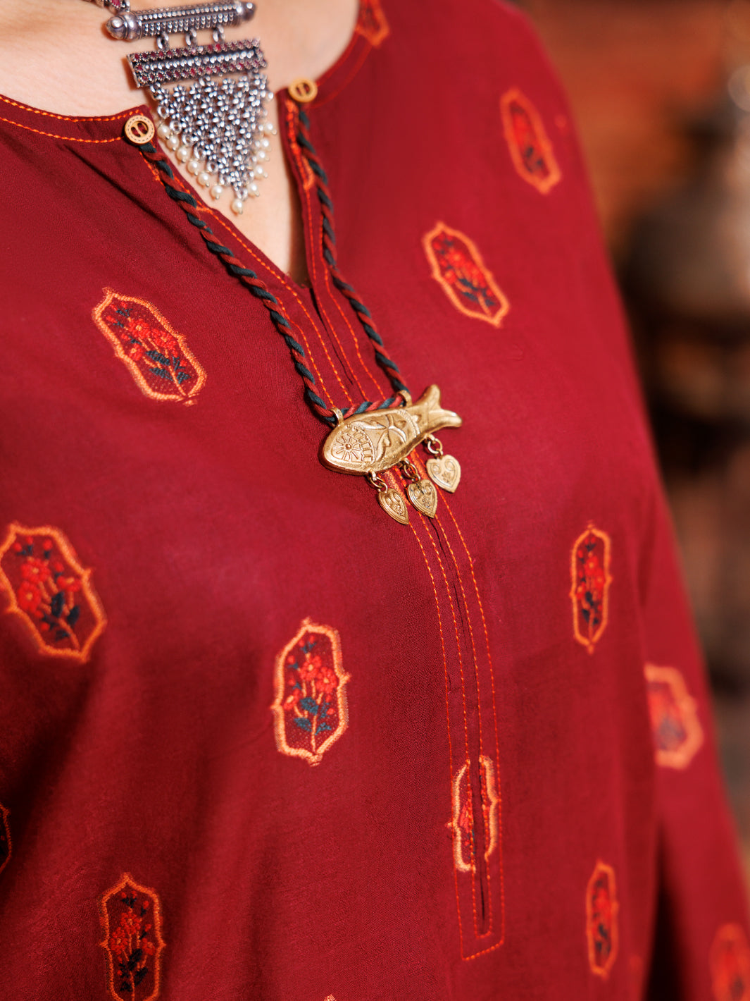 Maroon Yarn Dyed Tunic - AL-LK-976