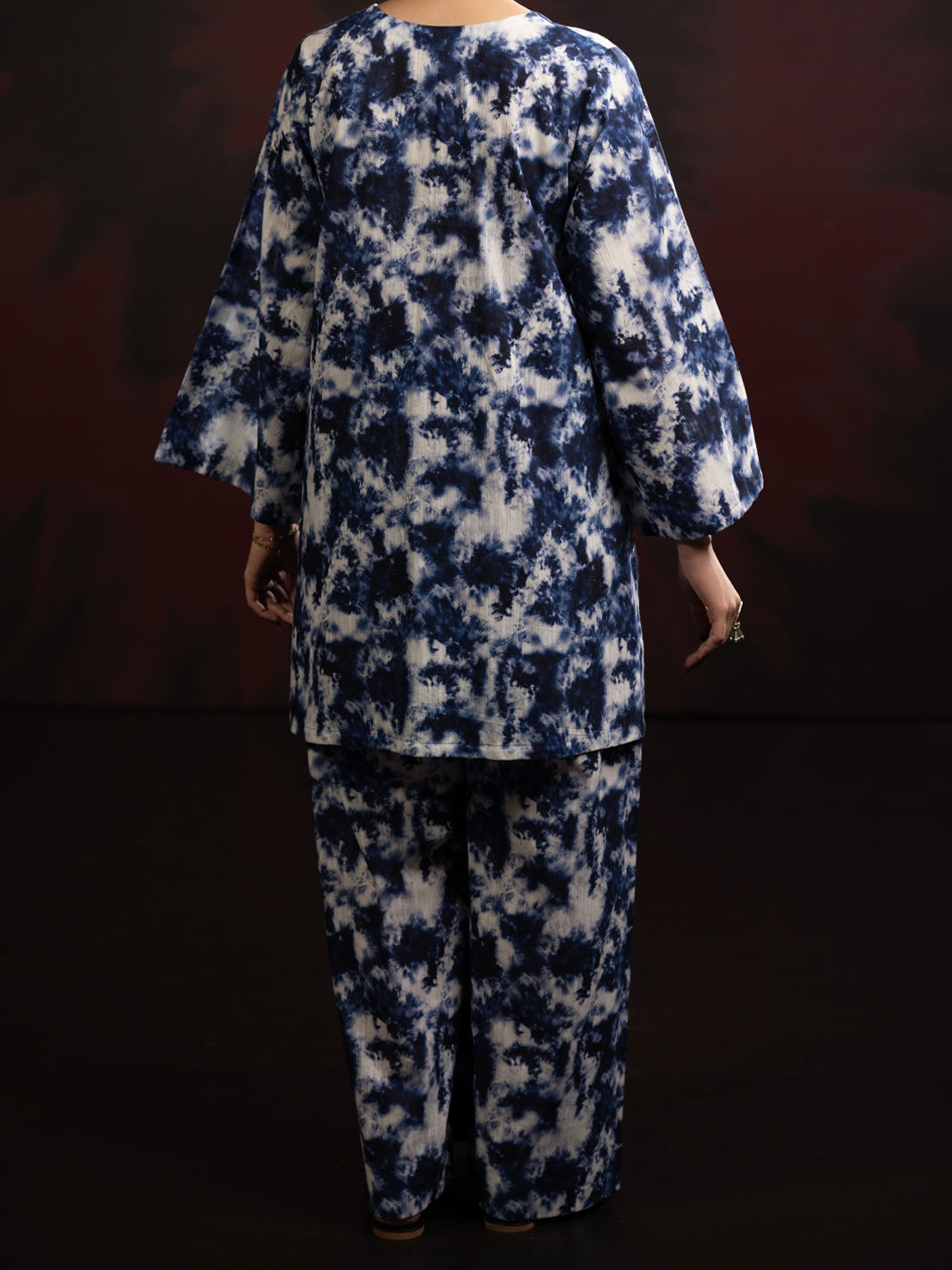 Blue Slub Khaddar 2Pc Stitched - AL-2PS-LKS-1092