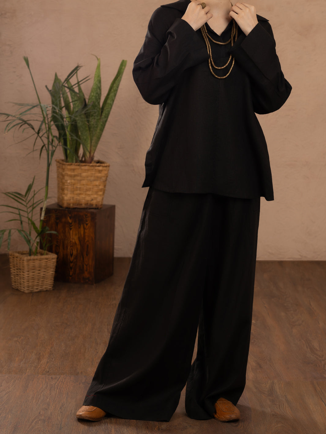 Black Linen Tunic - ALCR-LK-1107