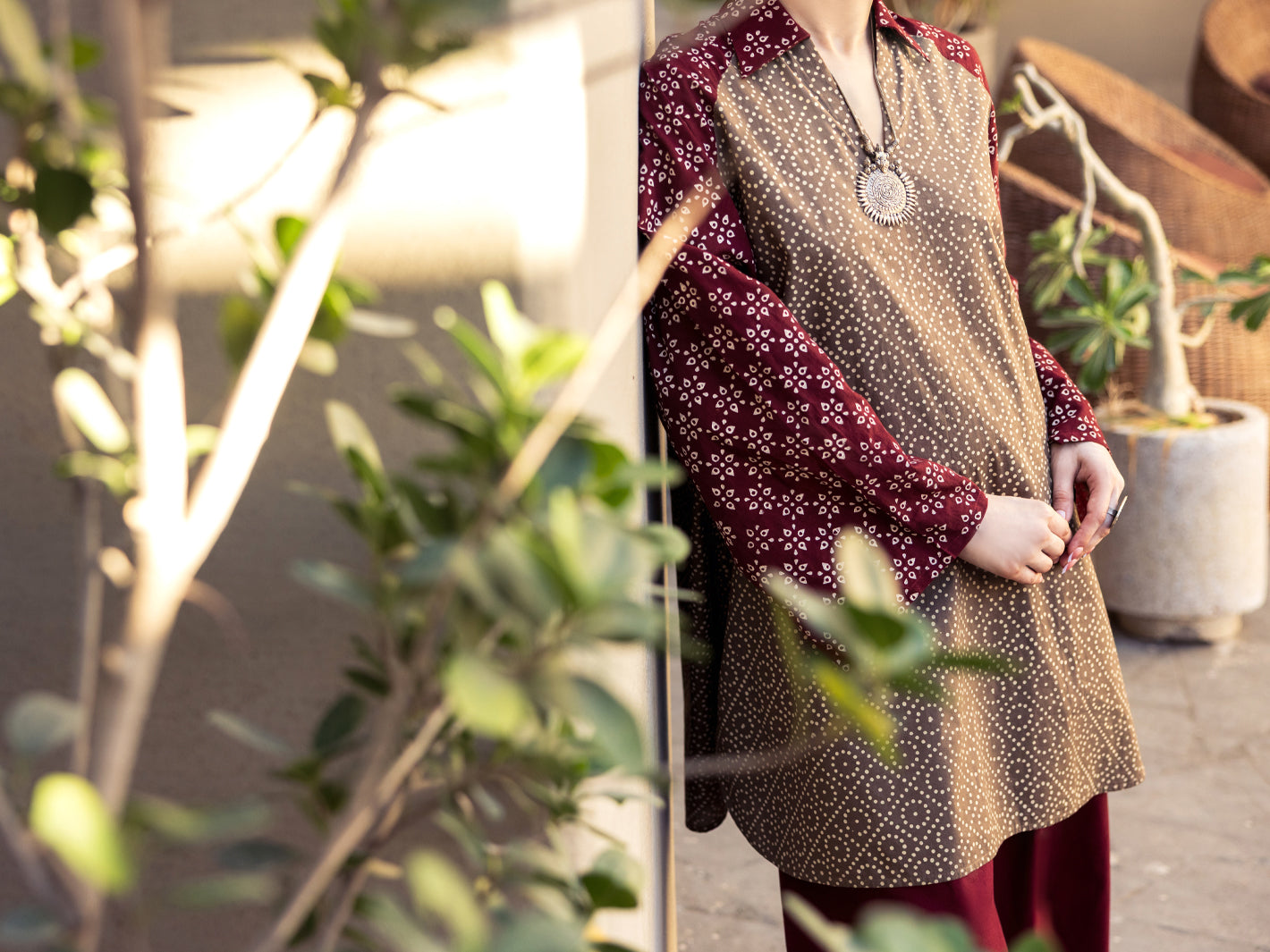 Maroon Lawn 2Pc Stitched - ALP-2PS-LKS-2843