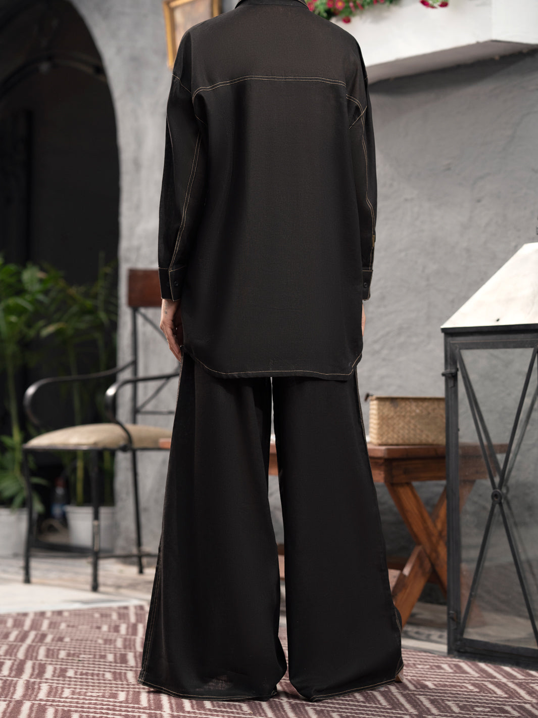 Black SatinÃ‚Â 2 Piece Stitched - AL-2PS-LKS-907
